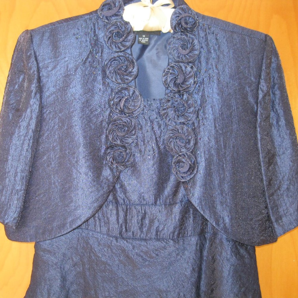 Blue Ankle length evening dress with Jacket